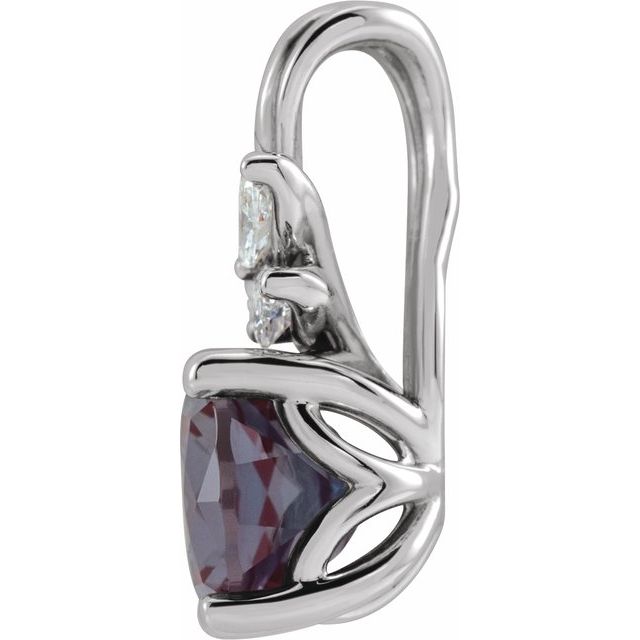 14k-white-lab-grown-alexandrite-&-1/10-ctw-natural-diamond-pendant
