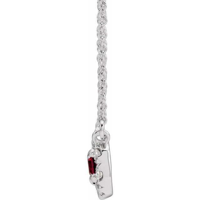 14k-white--natural-ruby-&-1/8-ctw-natural-diamond-halo-style-16"-necklace