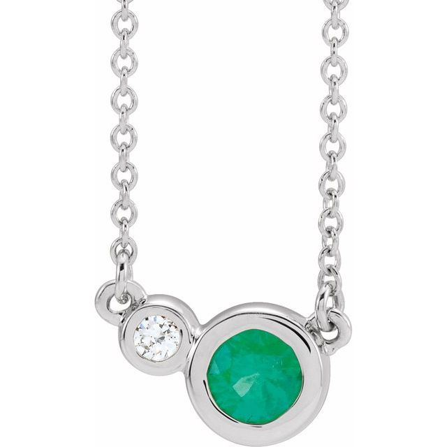 14k-white-natural-emerald-&-.02-ctw-natural-diamond-16"-necklace