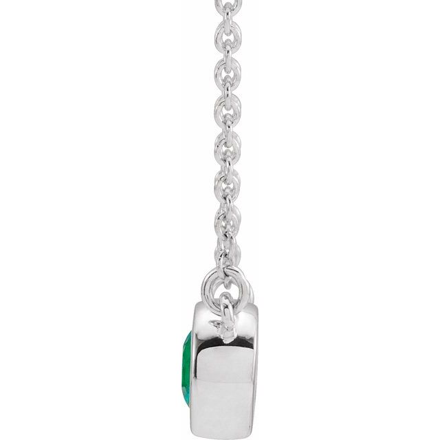 14k-white-lab-grown-emerald-&-.02-ctw-natural-diamond-16"-necklace