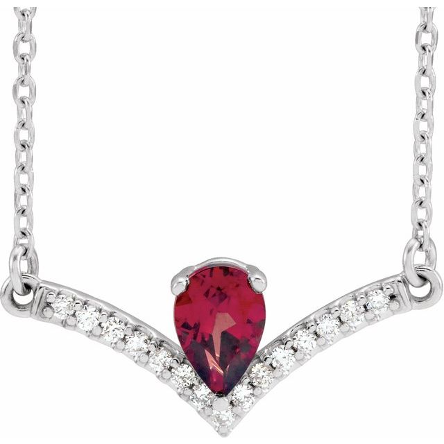 14k-white-natural-mozambique-garnet-&-.06-ctw-natural-diamond-18"-necklace