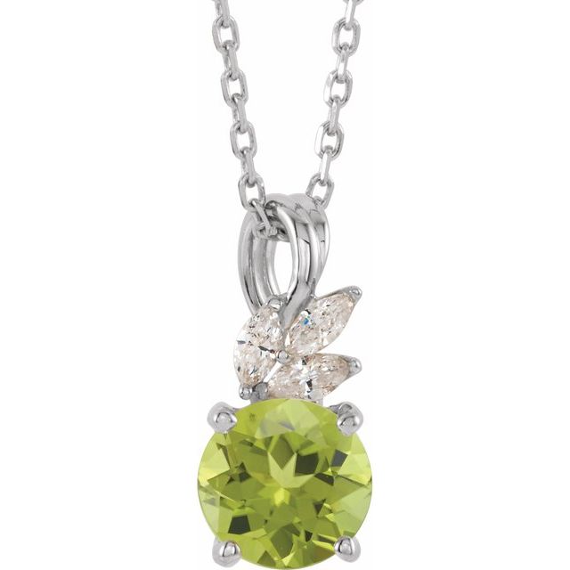 14k-white-natural-peridot-&-1/10-ctw-natural-diamond-16-18"-necklace