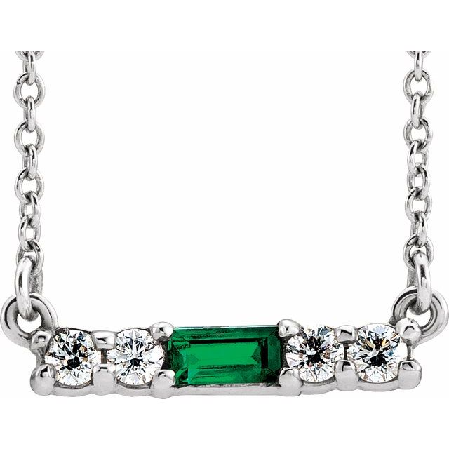 14k-white-natural-emerald-&-1/8-ctw-natural-diamond-16"-necklace