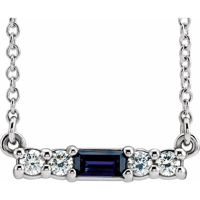 14k-white-natural-blue-sapphire-&-1/8-ctw-natural-diamond-18"-necklace