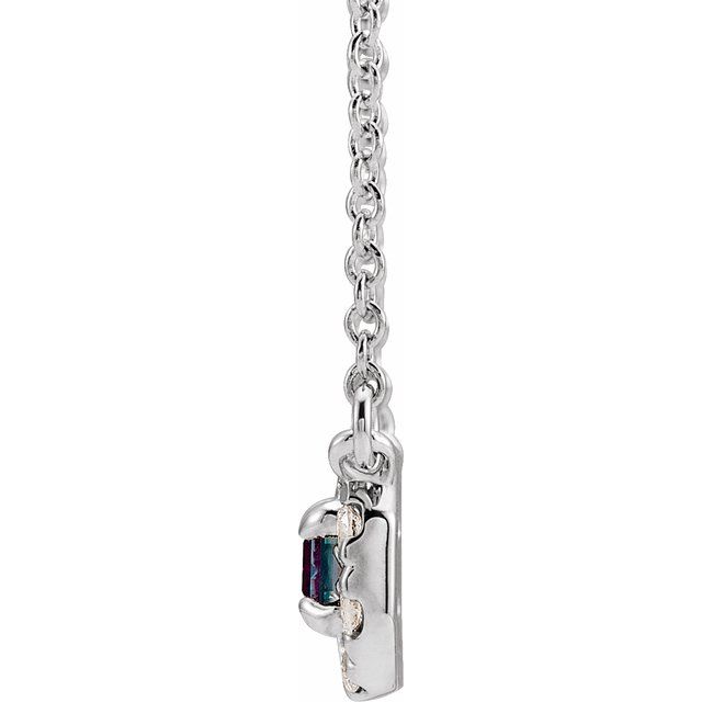 14k-white--lab-grown-alexandrite-&-1/8-ctw-natural-diamond-halo-style-16"-necklace
