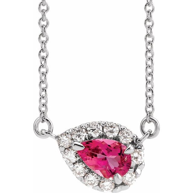 14k-white--natural-pink-tourmaline-&-1/8-ctw-natural-diamond-16"-necklace