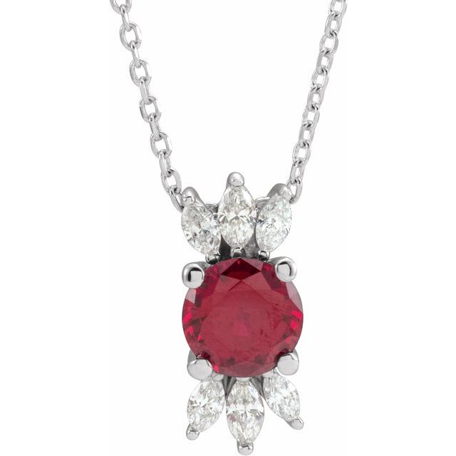 14k-white-lab-grown-ruby-&-1/5-ctw-natural-diamond-16-18"-necklace