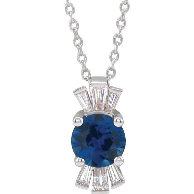 14k-white-lab-grown-blue-sapphire-&-1/6-ctw-natural-diamond-16-18"-necklace