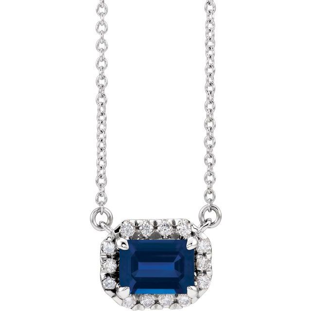 14k-white--lab-grown-blue-sapphire-&-1/8-ctw-natural-diamond-halo-style-16"-necklace