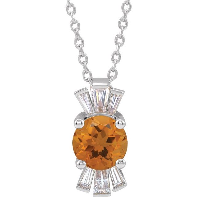 14k-white-natural-citrine-&-1/6-ctw-natural-diamond-16-18"-necklace