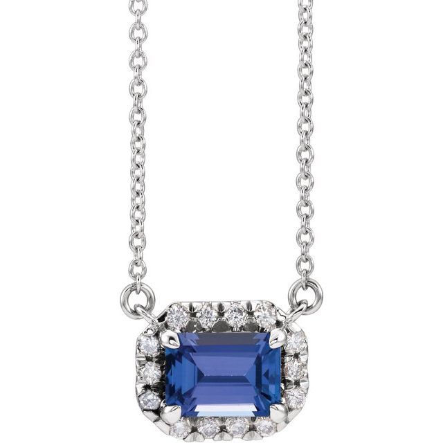 14k-white--natural-tanzanite-&-1/5-ctw-natural-diamond-halo-style-16"-necklace