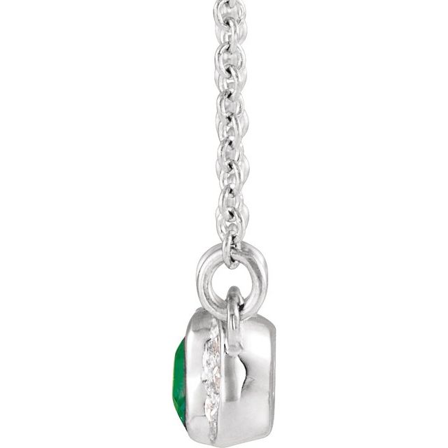 14k-white-natural-emerald-&-.02-ctw-natural-diamond-bar-16"-necklace