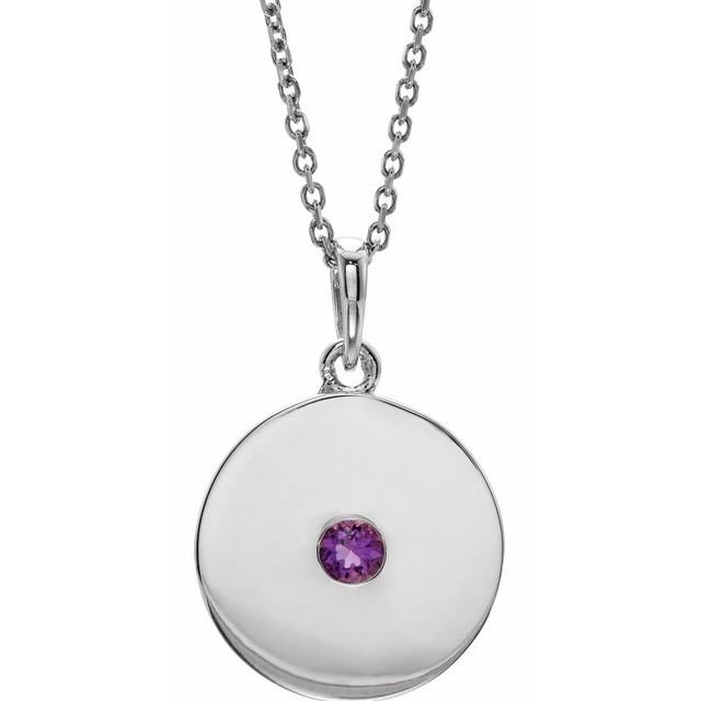 sterling-silver-natural-amethyst-disc-16-18"-necklace