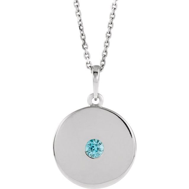 14k-white-natural-blue-zircon-disc-16-18"-necklace
