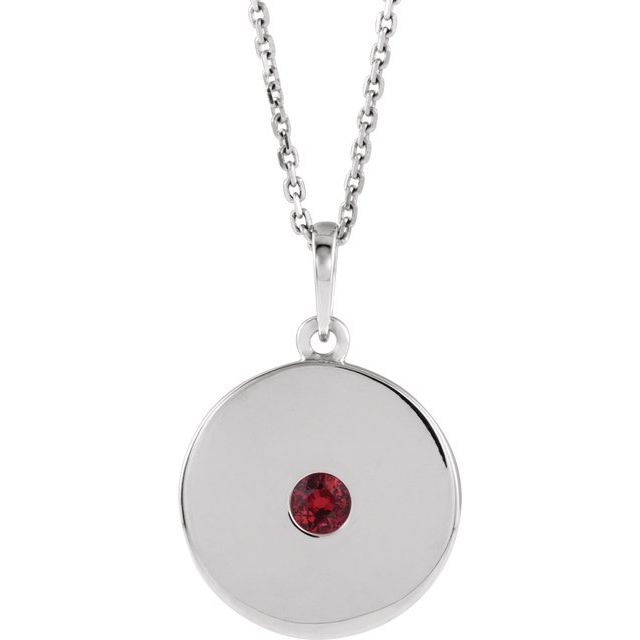 14k-white-natural-ruby-disc-16-18"-necklace