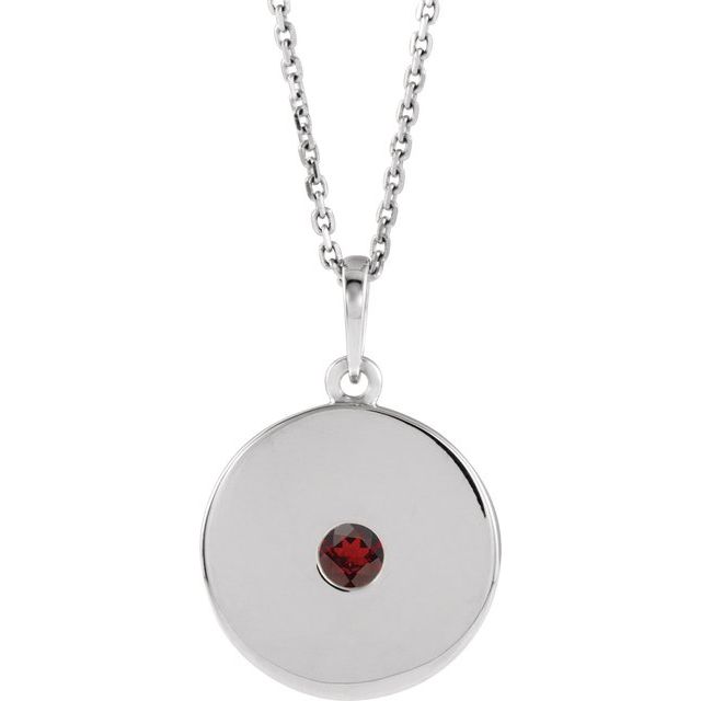 14k-white-natural-mozambique-garnet-disc-16-18"-necklace