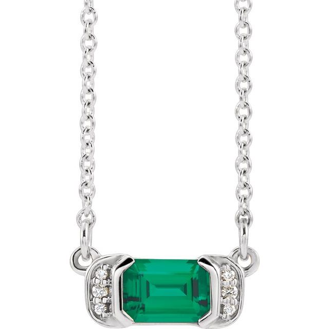 14k-white-lab-grown-emerald-&-.02-ctw-natural-diamond-bar-16"-necklace