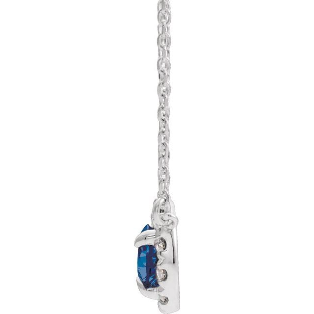14k-white--lab-grown-blue-sapphire-&-1/8-ctw-natural-diamond-16"-necklace