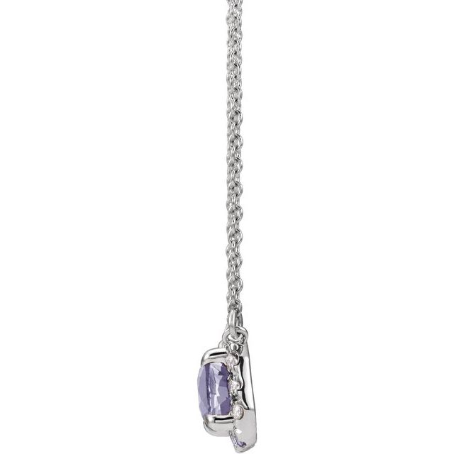 14k-white--natural-tanzanite-&-1/5-ctw-natural-diamond-halo-style-16"-necklace