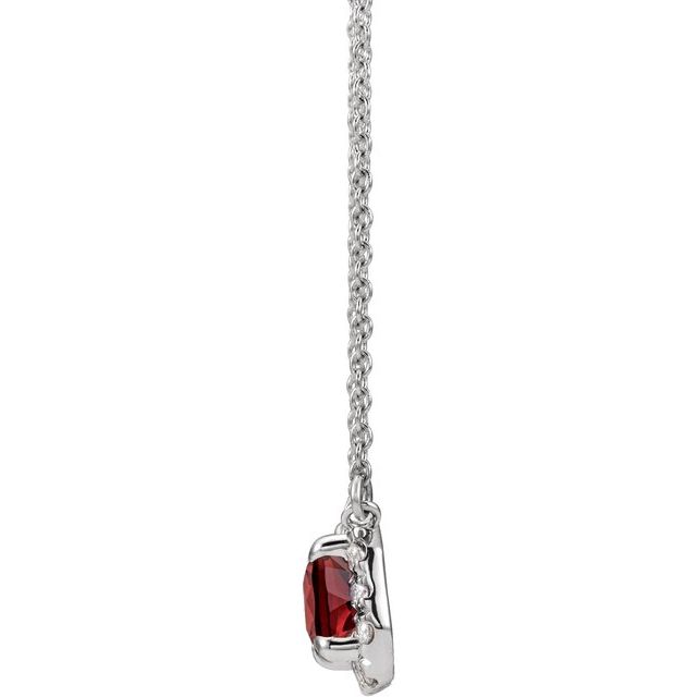 14k-white--natural-mozambique-garnet-&-1/8-ctw-natural-diamond-halo-style-16"-necklace