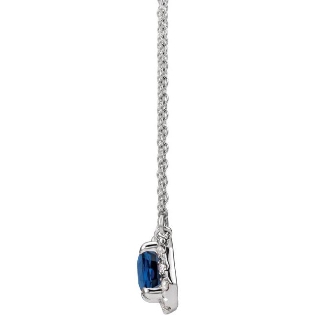 14k-white--natural-blue-sapphire-&-1/8-ctw-natural-diamond-halo-style-16"-necklace