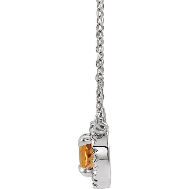 14k-white--natual-citrine-&-.03-ctw-natual-diamond-16"-necklace
