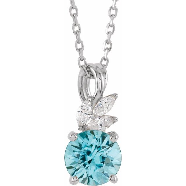 14k-white-natural-blue-zircon-&-1/10-ctw-natural-diamond-16-18"-necklace