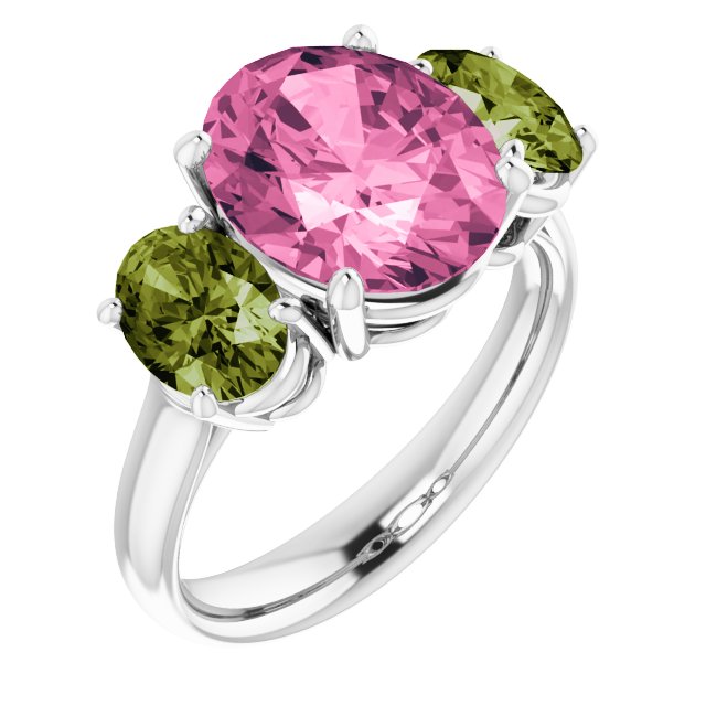 14k-white-imitation-pink-tourmaline-&-imitation-peridot-ring