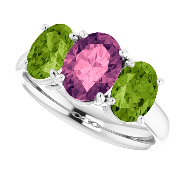 14k-white-imitation-pink-tourmaline-&-imitation-peridot-ring