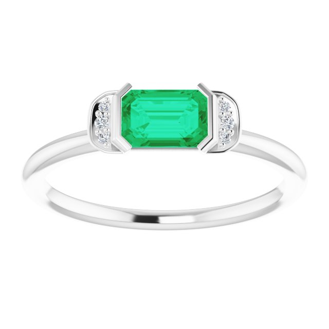14k-white-natural-emerald-&-.02-ctw-natural-diamond-stackable-ring