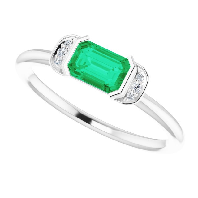 14k-white-natural-emerald-&-.02-ctw-natural-diamond-stackable-ring