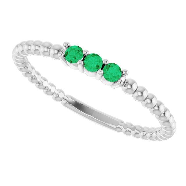 14k-white-natural-emerald-beaded-ring