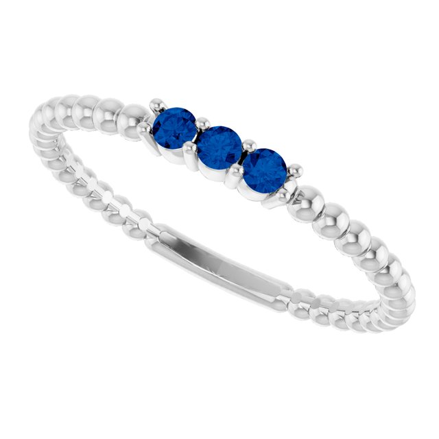 14k-white-lab-grown-blue-sapphire-beaded-ring