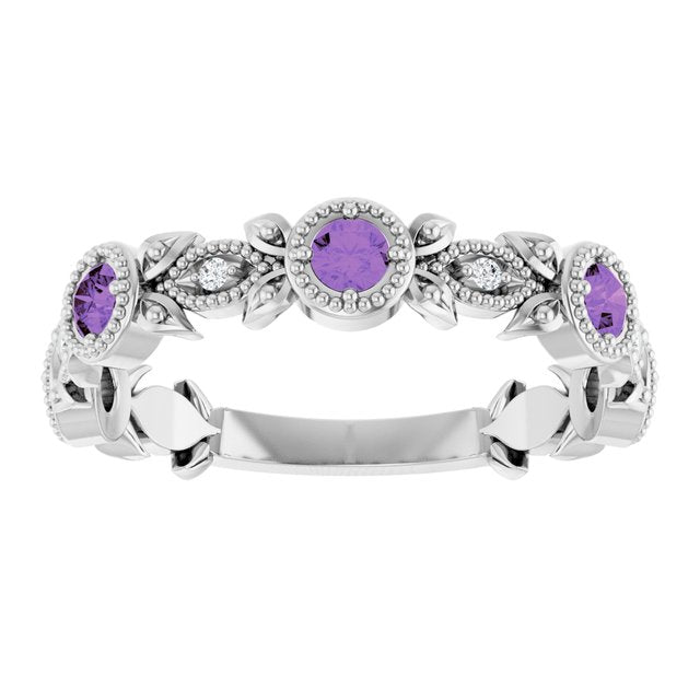 14k-white-natural-amethyst-&-.03-ctw-natural-diamond-leaf-ring