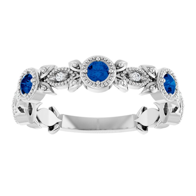 14k-white-natural-lab-grown-blue-sapphire-&-.03-ctw-natural-diamond-leaf-ring