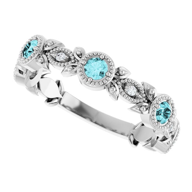 14k-white-natural-blue-zircon-&-.03-ctw-natural-diamond-leaf-ring