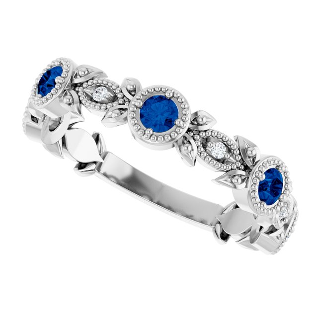 14k-white-natural-blue-sapphire-&-.03-ctw-natural-diamond-leaf-ring