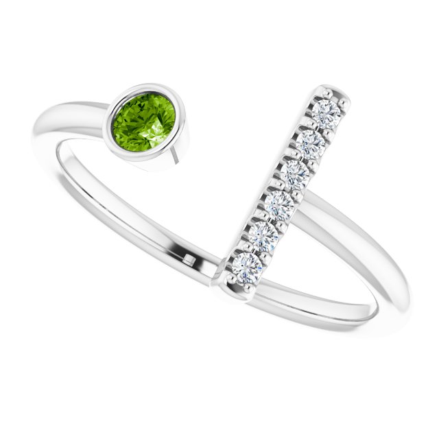 14k-white-natural-peridot-&-.05-ctw-natural-diamond-bar-ring