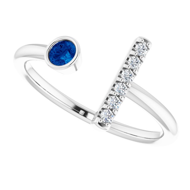 14k-white-natural-blue-sapphire-&-.05-ctw-natural-diamond-bar-ring
