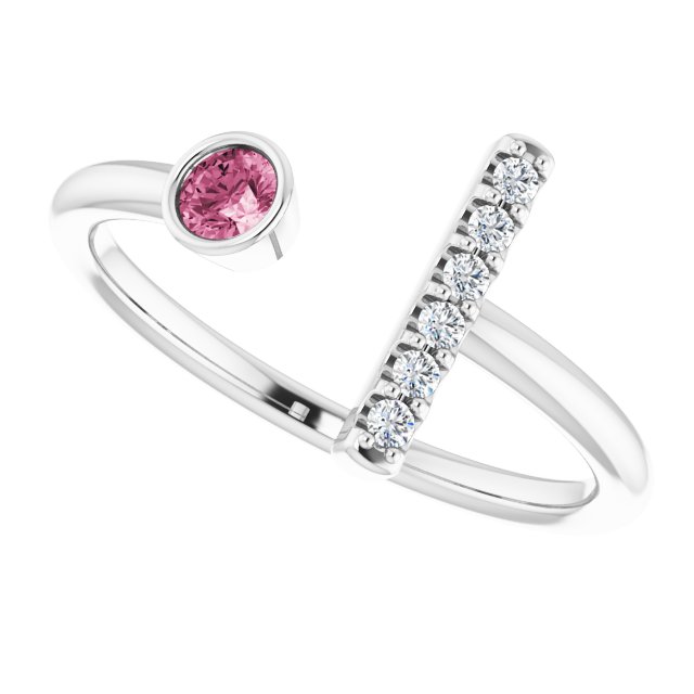 14k-white-natural-pink-tourmaline-&-.05-ctw-natural-diamond-bar-ring
