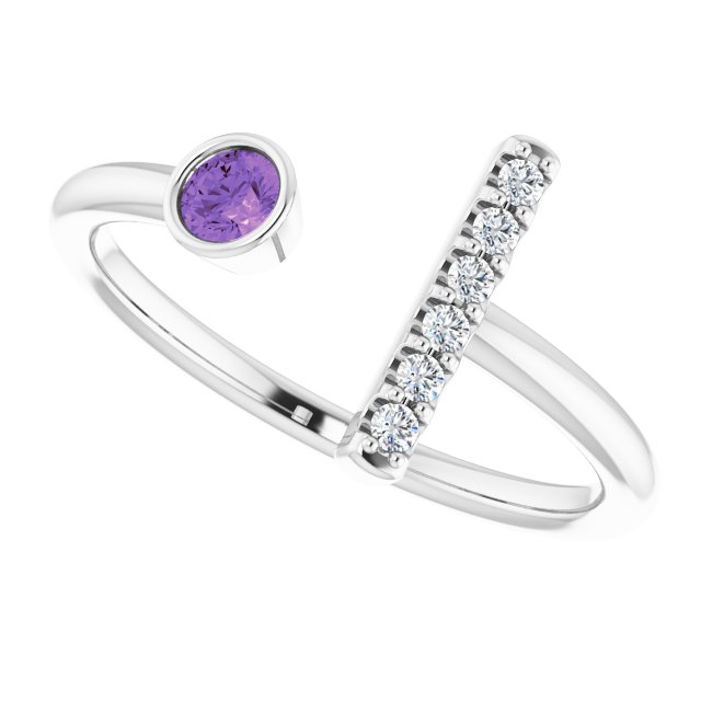 14k-white-natural-amethyst-&-.05-ctw-natural-diamond-bar-ring