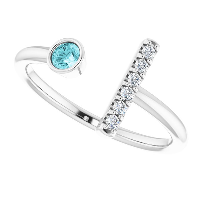 14k-white-natural-blue-zircon-&-.05-ctw-natural-diamond-bar-ring
