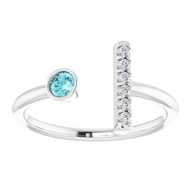 14k-white-natural-blue-zircon-&-.05-ctw-natural-diamond-bar-ring