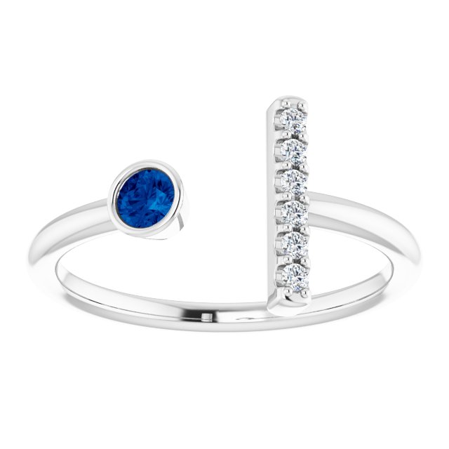 14k-white-lab-grown-blue-sapphire-&-.05-ctw-natural-diamond-bar-ring