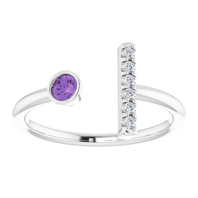 14k-white-natural-amethyst-&-.05-ctw-natural-diamond-bar-ring