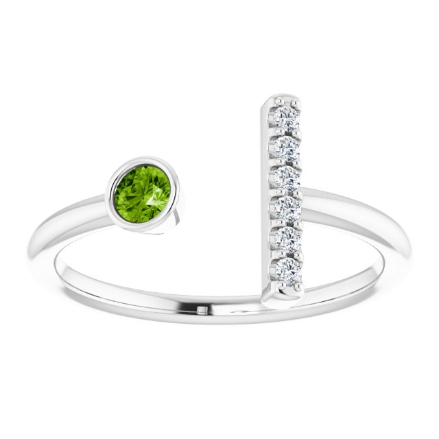 14k-white-natural-peridot-&-.05-ctw-natural-diamond-bar-ring