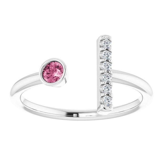 14k-white-natural-pink-tourmaline-&-.05-ctw-natural-diamond-bar-ring