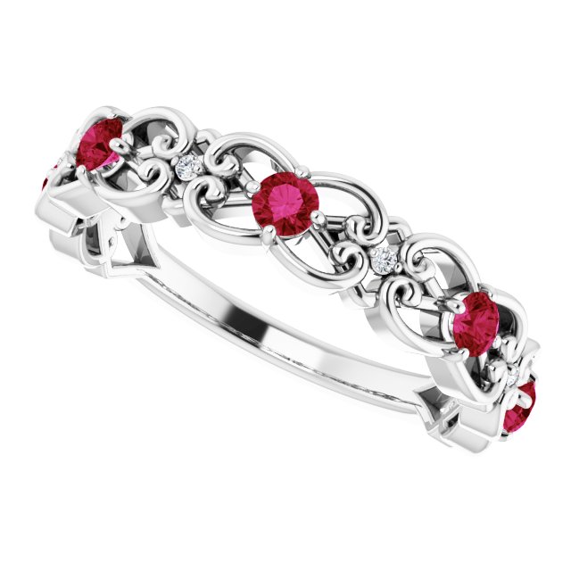 14k-white-lab-grown-ruby-&-.02-ctw-natural-diamond-scroll-ring