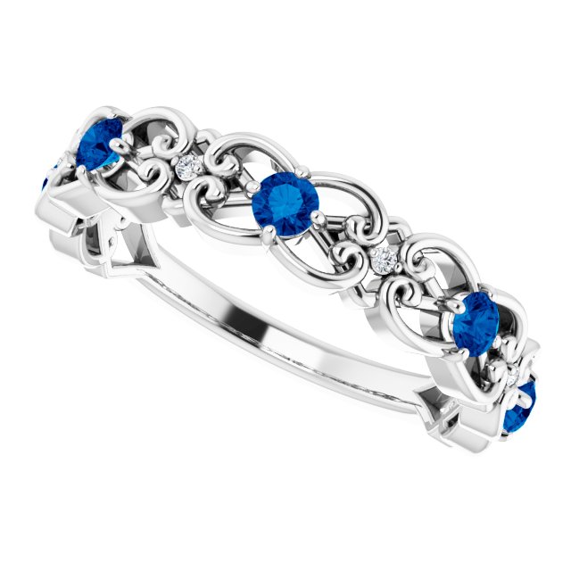 14k-white-lab-grown-blue-sapphire-&-.02-ctw-natural-diamond-scroll-ring