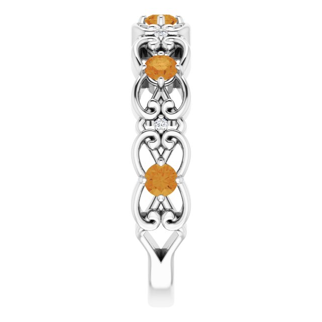 14k-white-natural-citrine-&-.02-ctw-natural-diamond-scroll-ring
